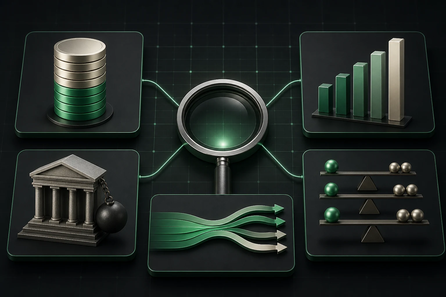 Сопоставление P/E, P/S, EV/EBITDA, долга и денежного потока при анализе компании
